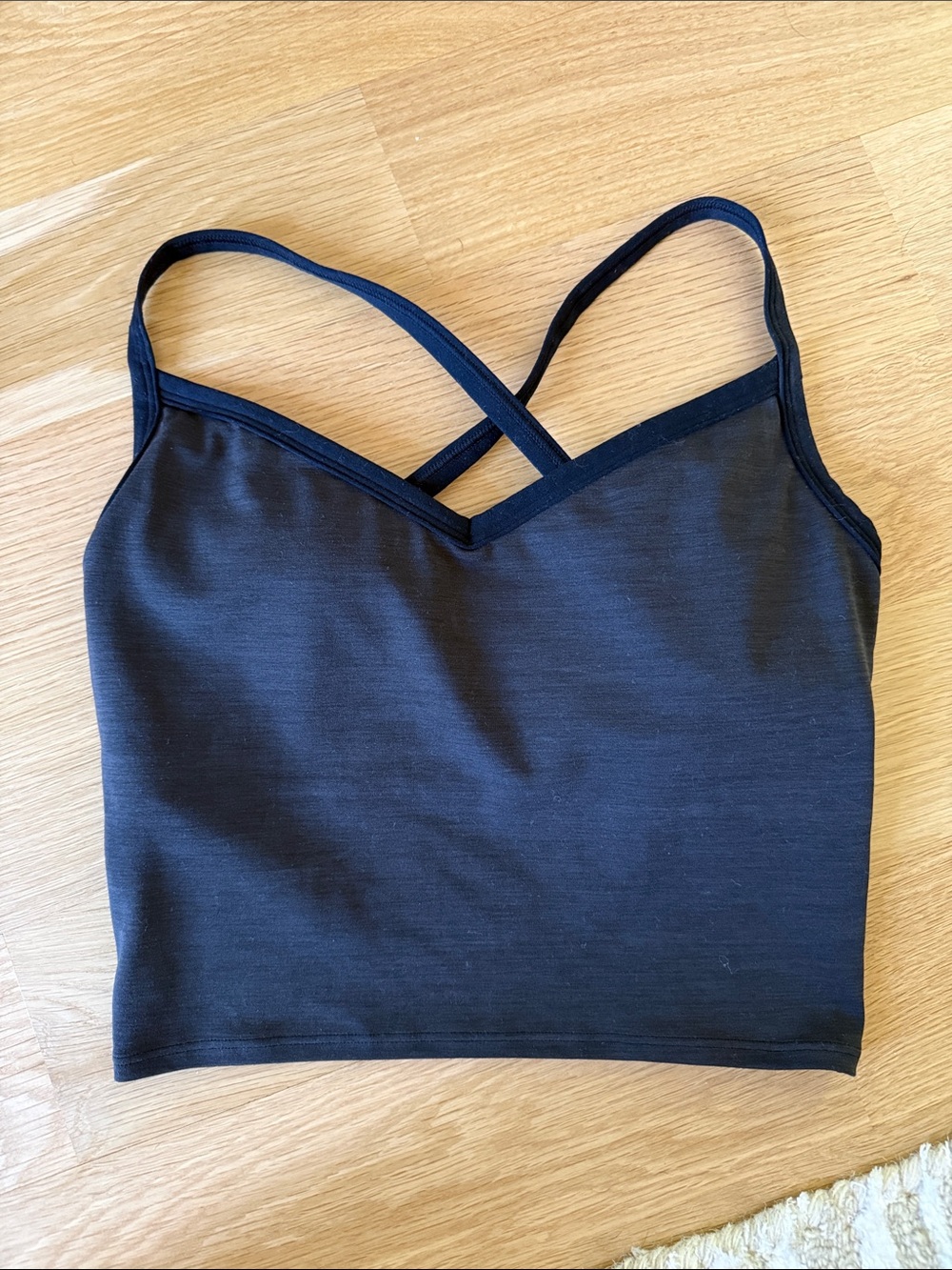 Vitality small Heathered black/gray Strappy Cropped Cami Top